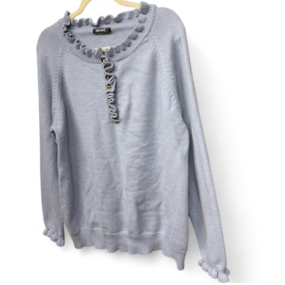 Grey long sleeve sweater with ruffle details - Picture 6 of 7